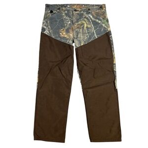 Wolf Mountain Mens Camo Brush Pants Brown Reinforced Hunting Workwear 38x30
